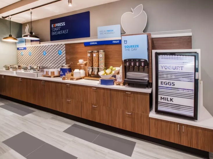 Hotel breakfast buffet area