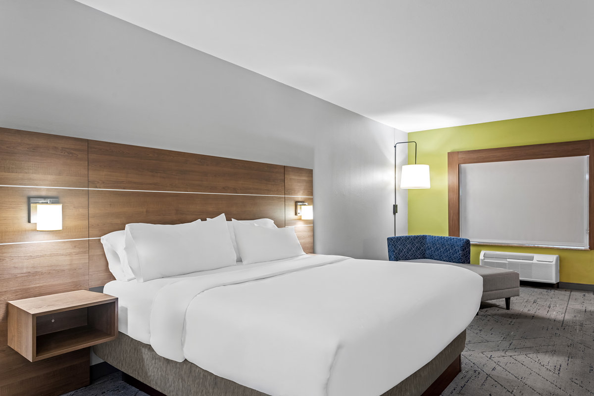 Hotel guest room with amenities